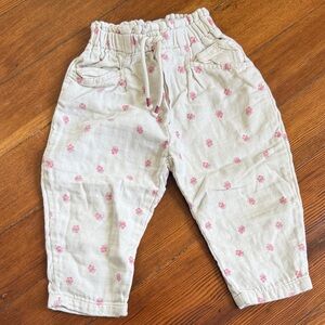 Zara Kids Pink Floral Pants (barrel style)